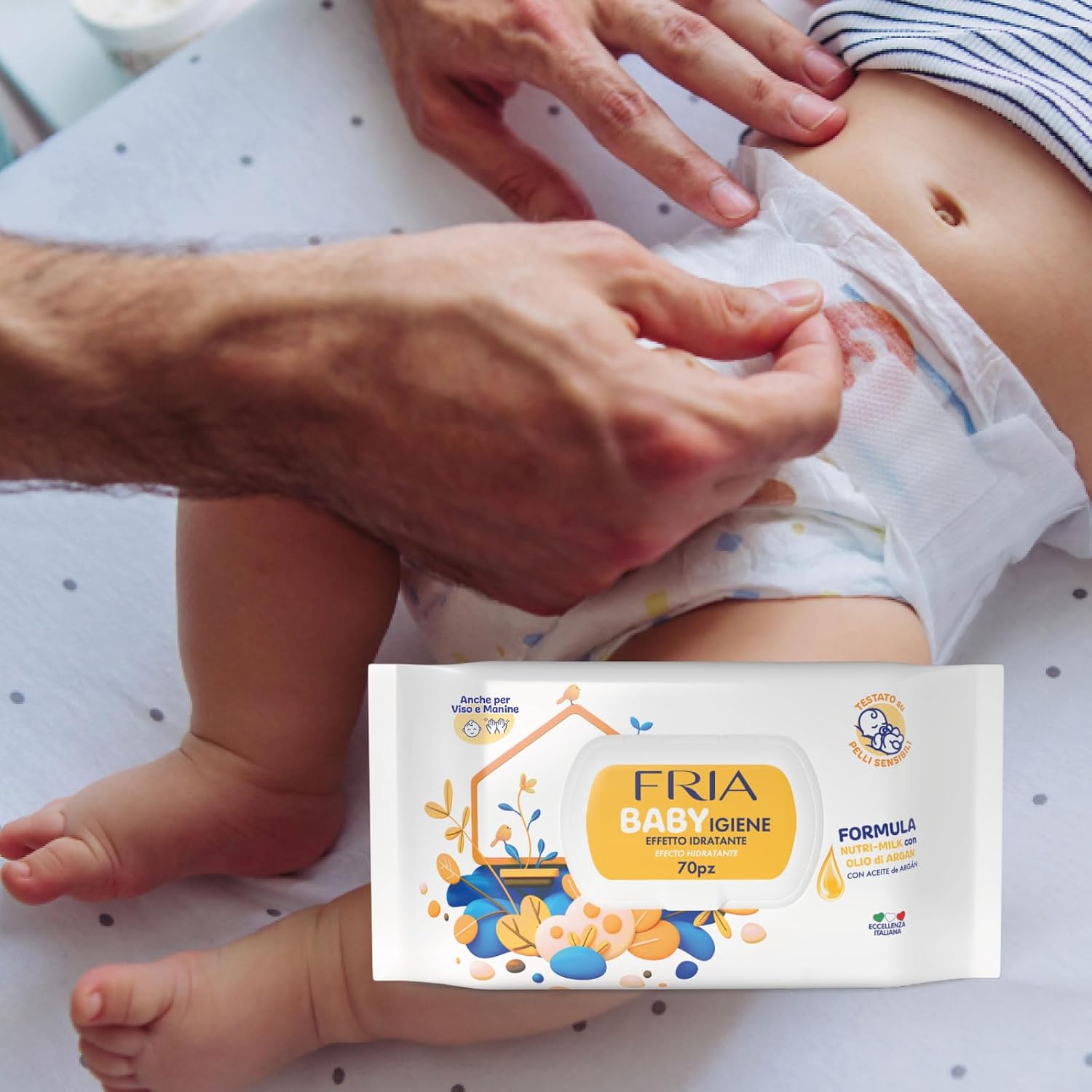 Detalle de FRIA 090015B Baby Wipes, 72 Count, Nutri-Milk and Argan Oil