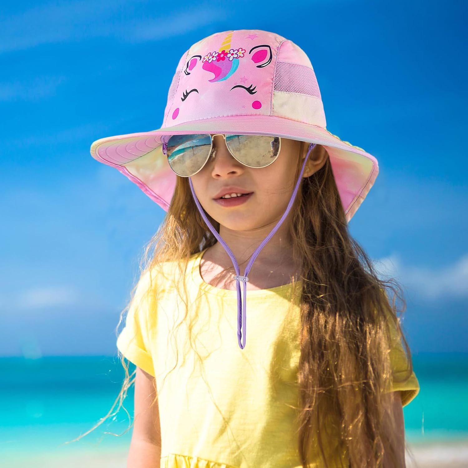 Thumbnail 5 de MHJY Kids UV Protection Unicorn Sun Hat (2–9 years) with Wide Brim, Neck Flap & Adjustable Fit