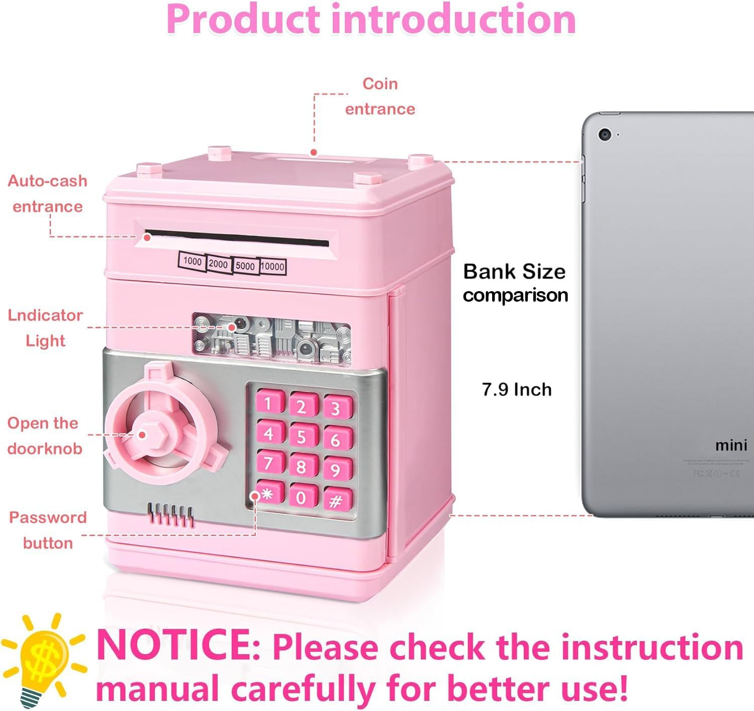 Detalle de Kids Piggy Bank Electronic ATM 600 Coins 🐷