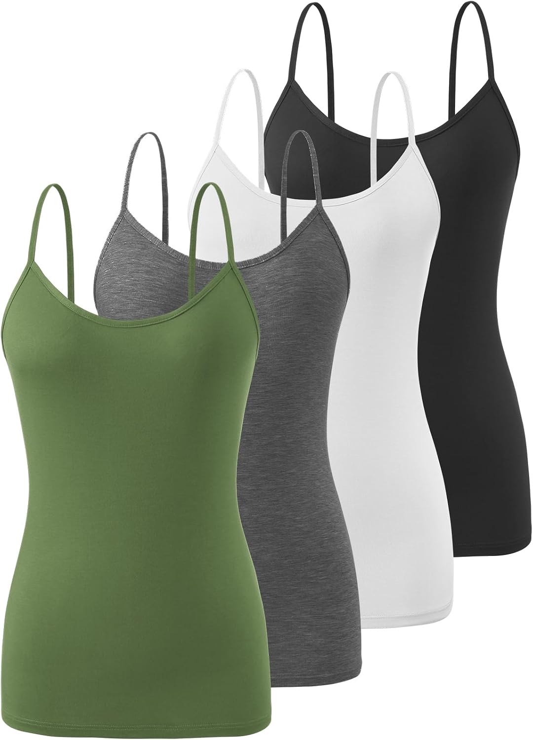 Detalle de Knuffnee Damen Unterhemden Verstellbare Spaghetti Tops – Basic Camisole Tank Top im 4er Pack