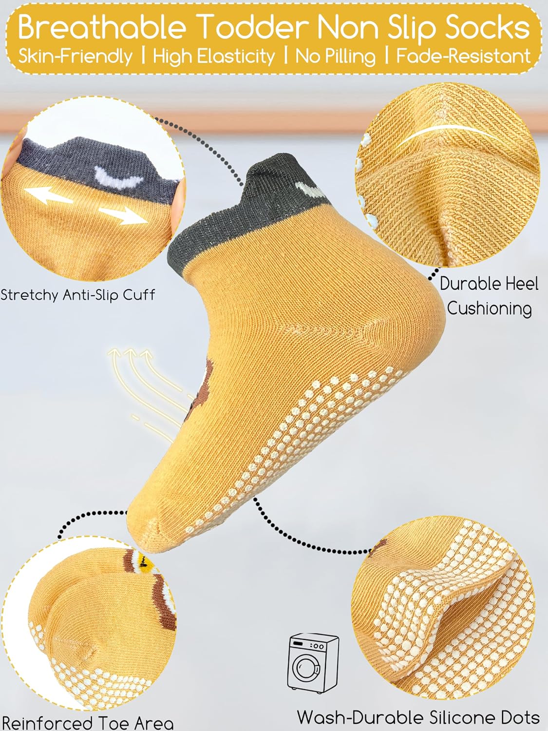 Thumbnail 5 de Aroveea Non-Slip Toddler Socks, 12-Pack