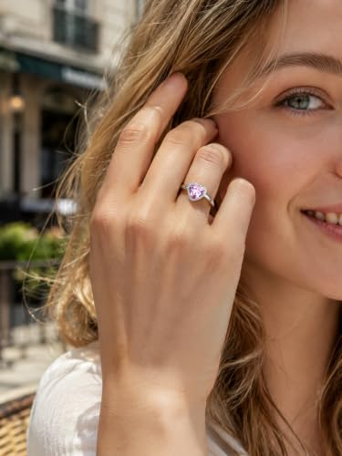 Detalle 1 de Bestyle anillo ajustable para mujer con circonita en forma de corazón de 8 mm