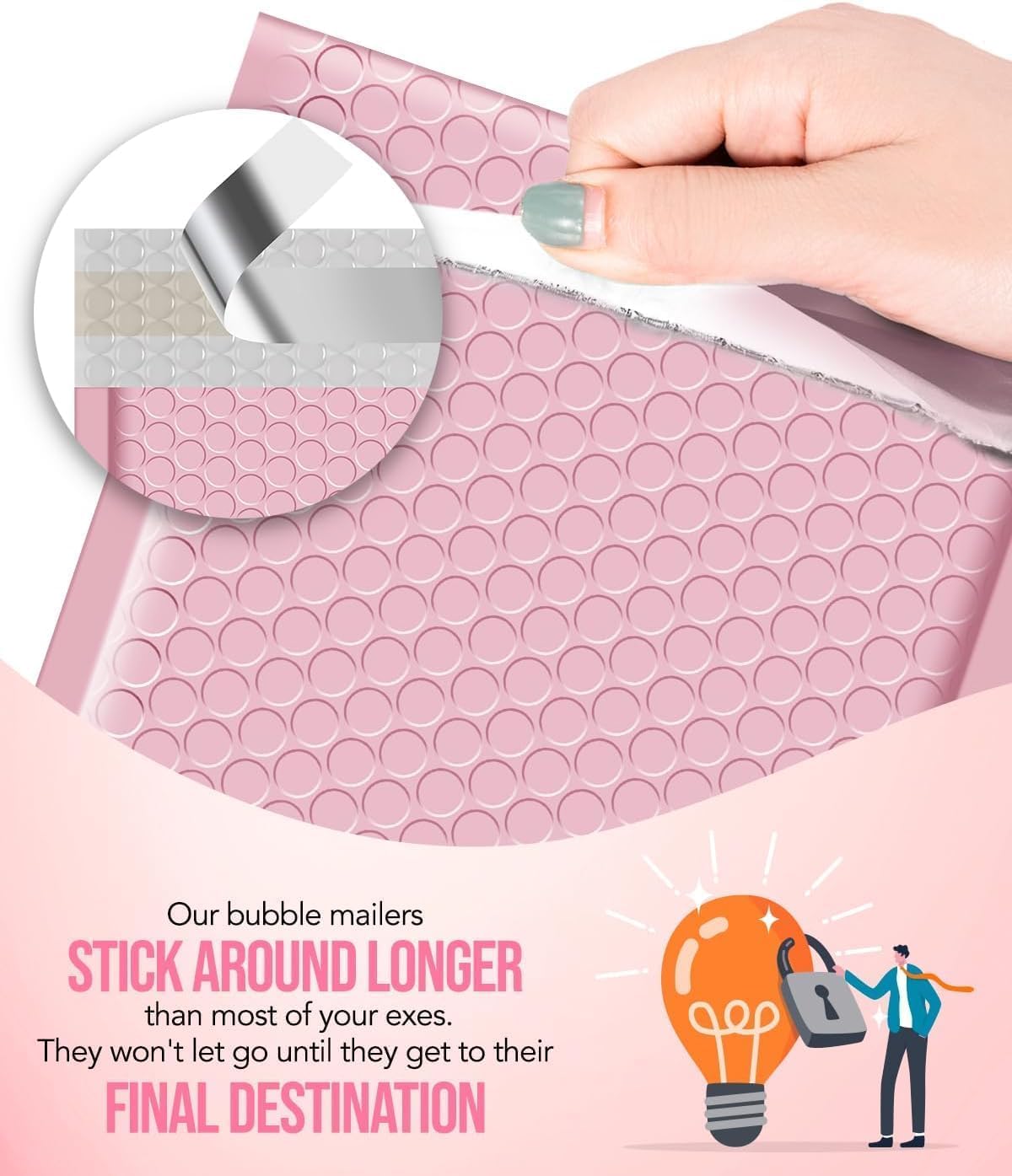 Thumbnail 3 de Switory 800pcs Padded Envelopes Pale Pink Bubble Mailers (4x7" Internal) – Waterproof, Opaque & Self-Seal