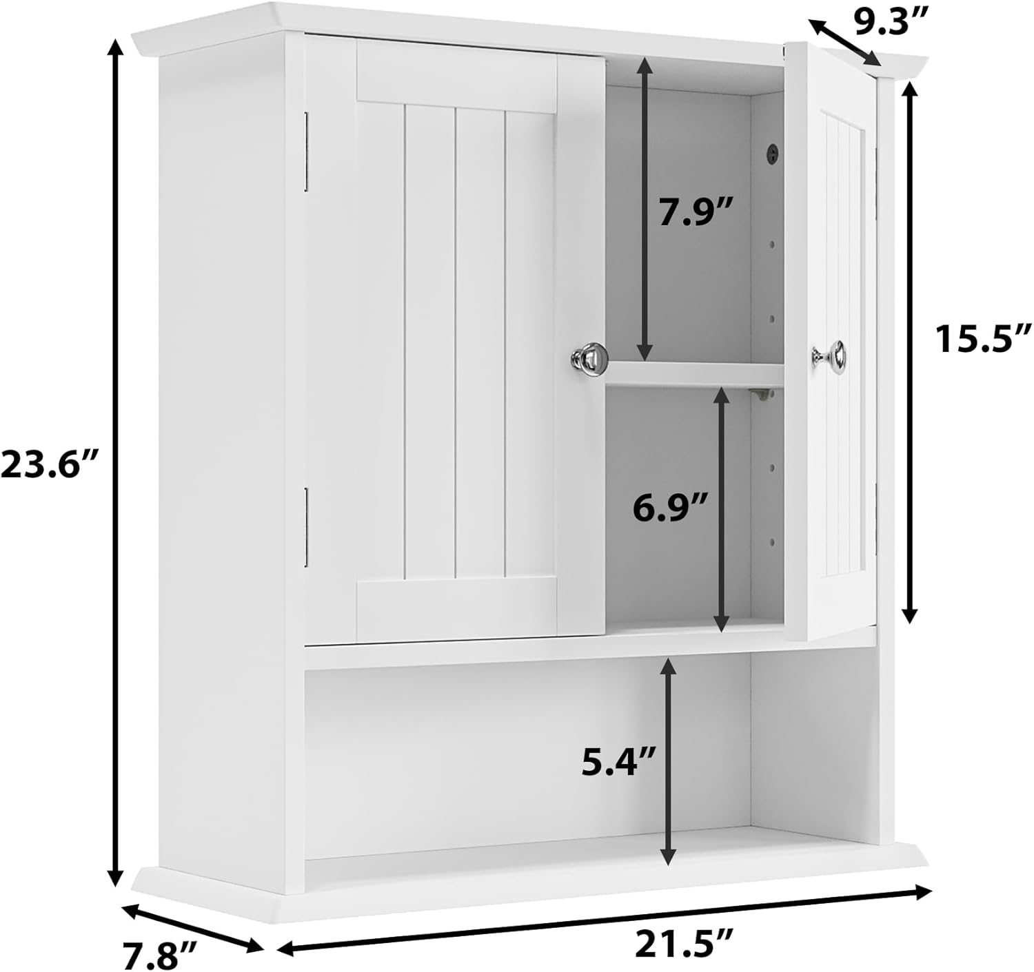 Thumbnail 2 de Mino Kesper Bathroom Wall Cabinet: Over-Toilet Storage with 2 Doors and Open Shelf