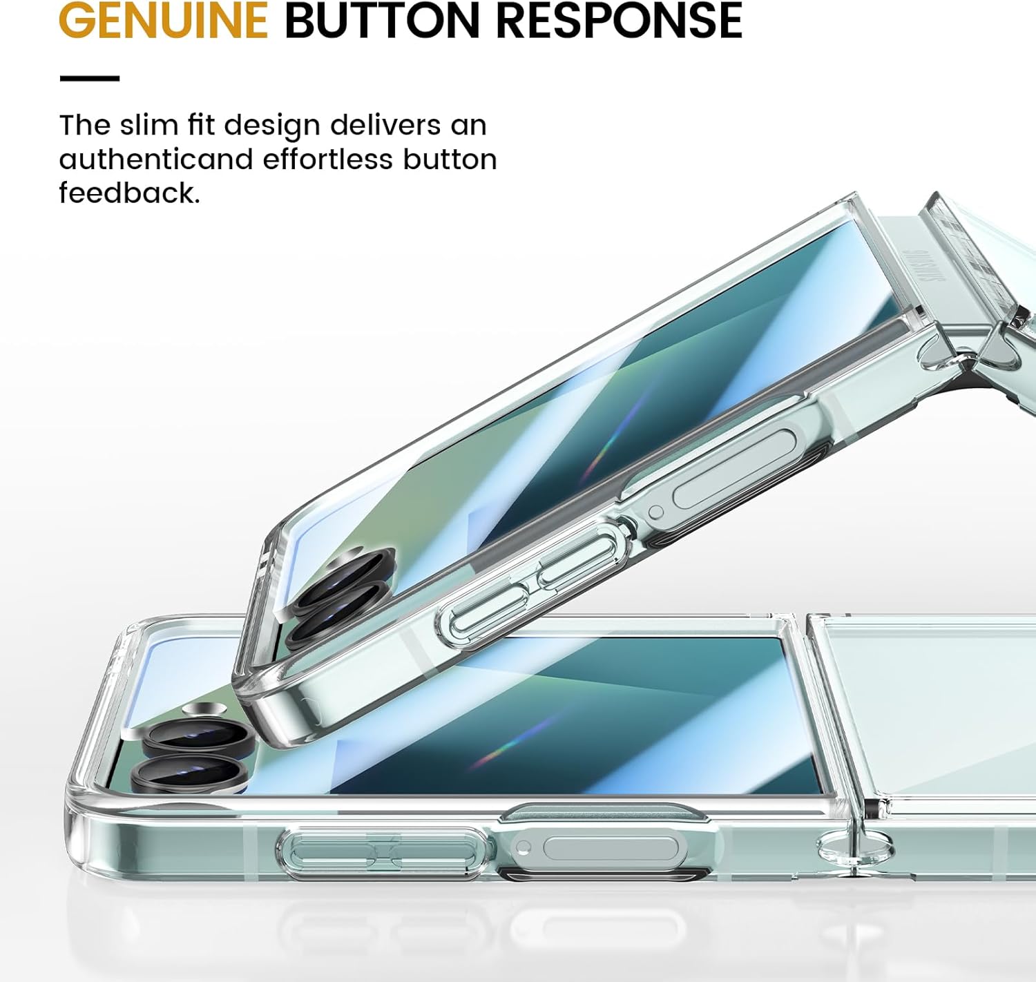 Thumbnail 2 de Doeshine Clear Case with Outer Screen Protector for Samsung Galaxy Z Flip 7 (2025) – Ultra-Thin TPU Edges, Hard PC Back