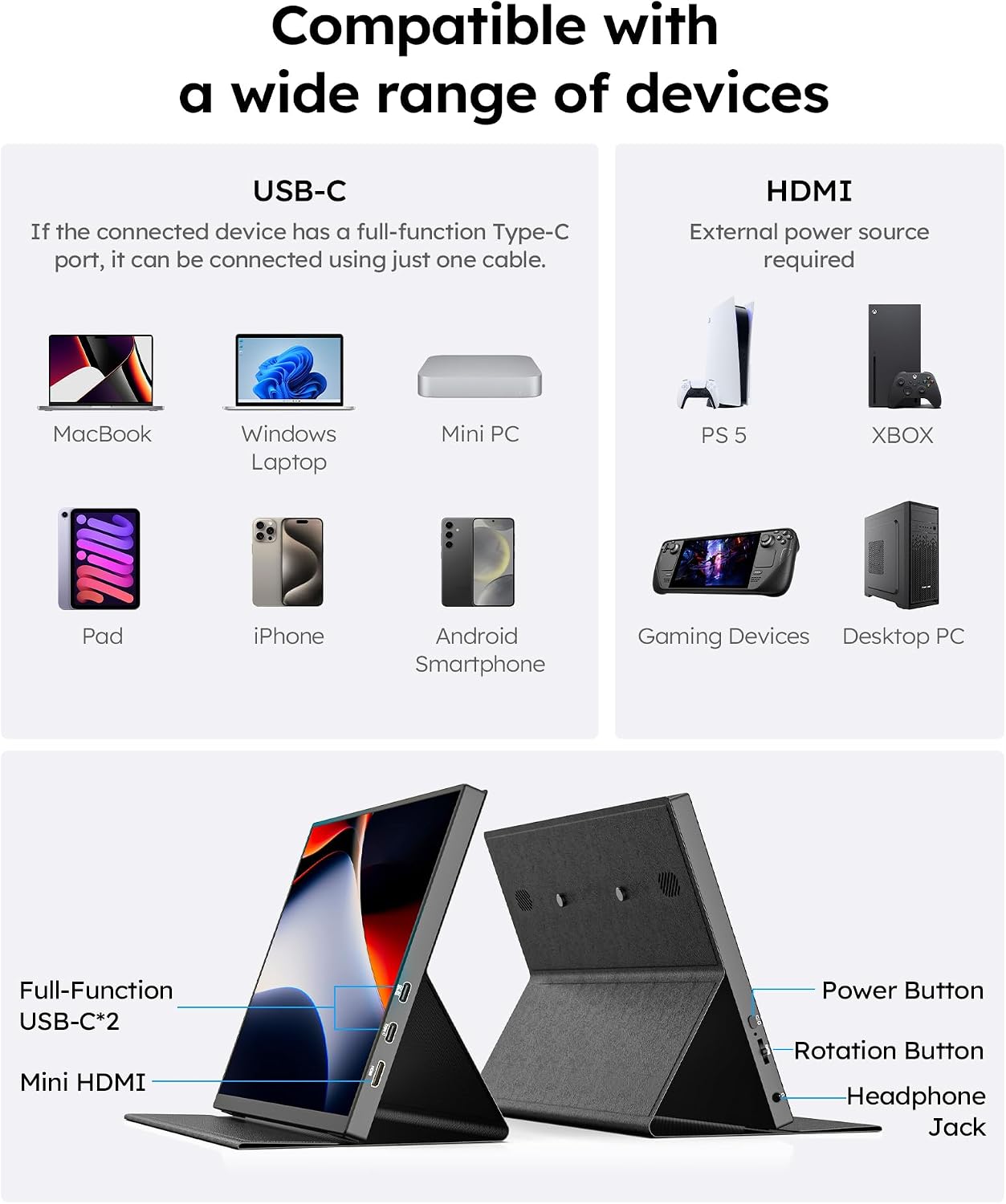 Detalle de Dopesplay 10.5in Portable Monitor: HDR, USB-C/HDMI, 1920x1280