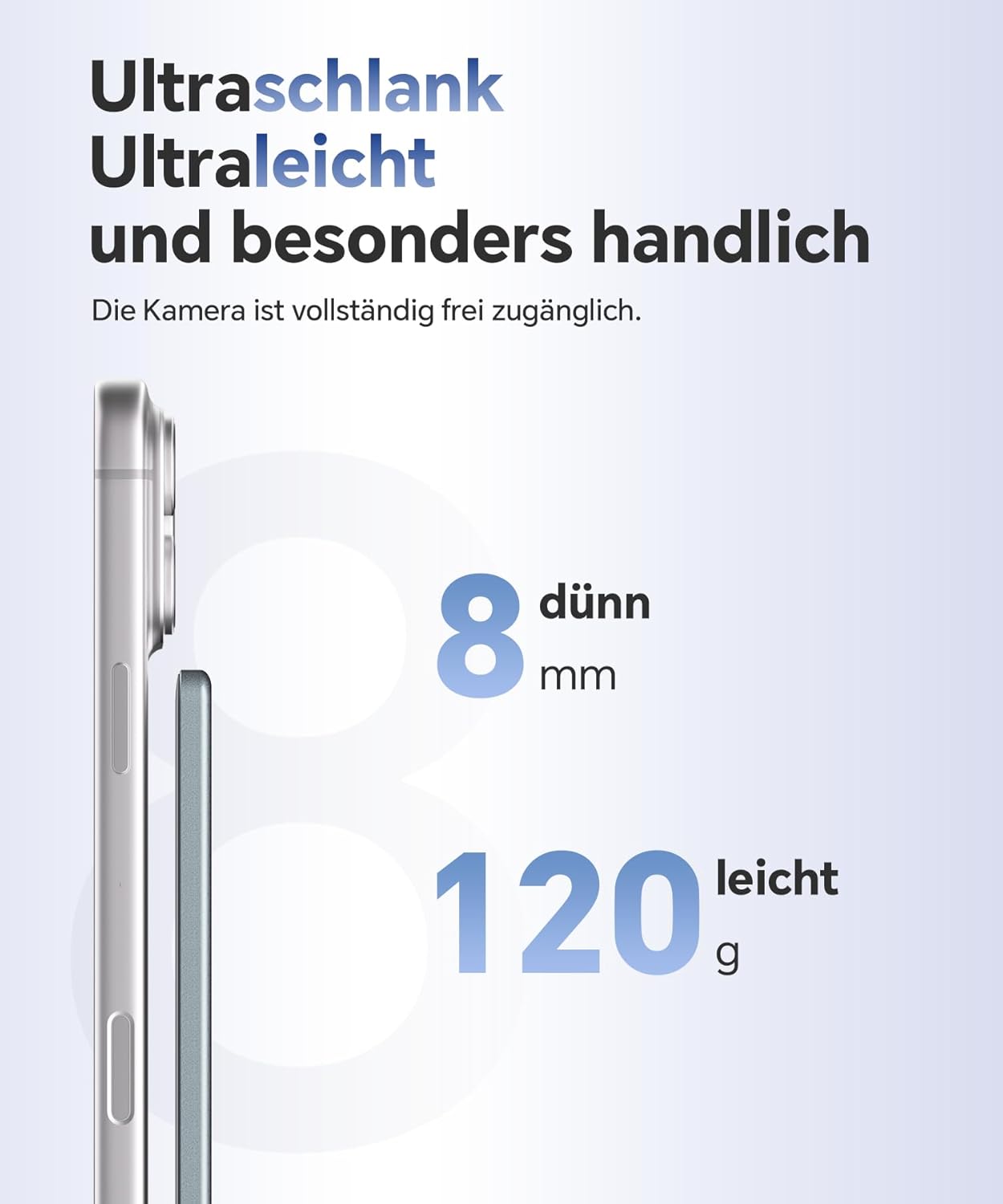 Detalle 2 de Powerbank iPhone für MagSafe – Ultra Slim 0,8 cm, 6000 mAh, 20W USB‑C, MagSafe-Ladefunktion