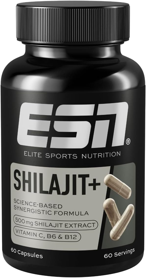 Detalle de ESN Shilajit+ 60 vegane Kapseln – hochdosiert mit 2000 mg Shilajit-Extrakt, mit Vitaminen und Piperin