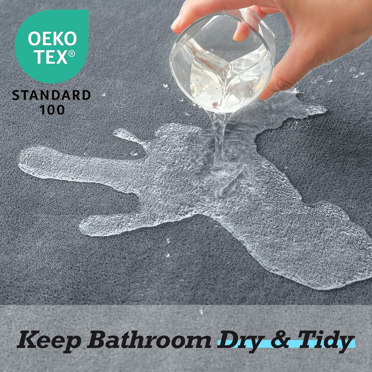 Thumbnail 3 de HUXMEYSON 3-Piece Bathroom Rug Set (Non-Slip, Quick-Dry) in Grey