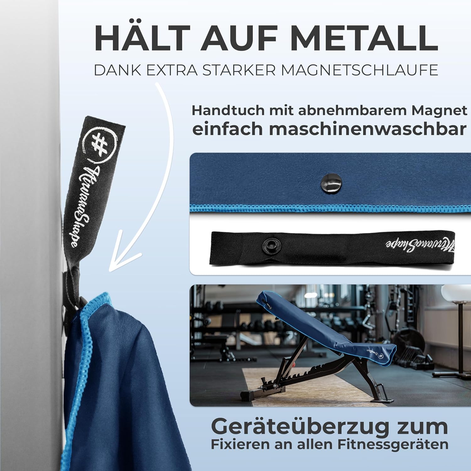 Thumbnail 4 de NirvanaShape Fitness-Handtuch mit Magnet-Clip: ultrasaugfähig & kompakt fürs Gym