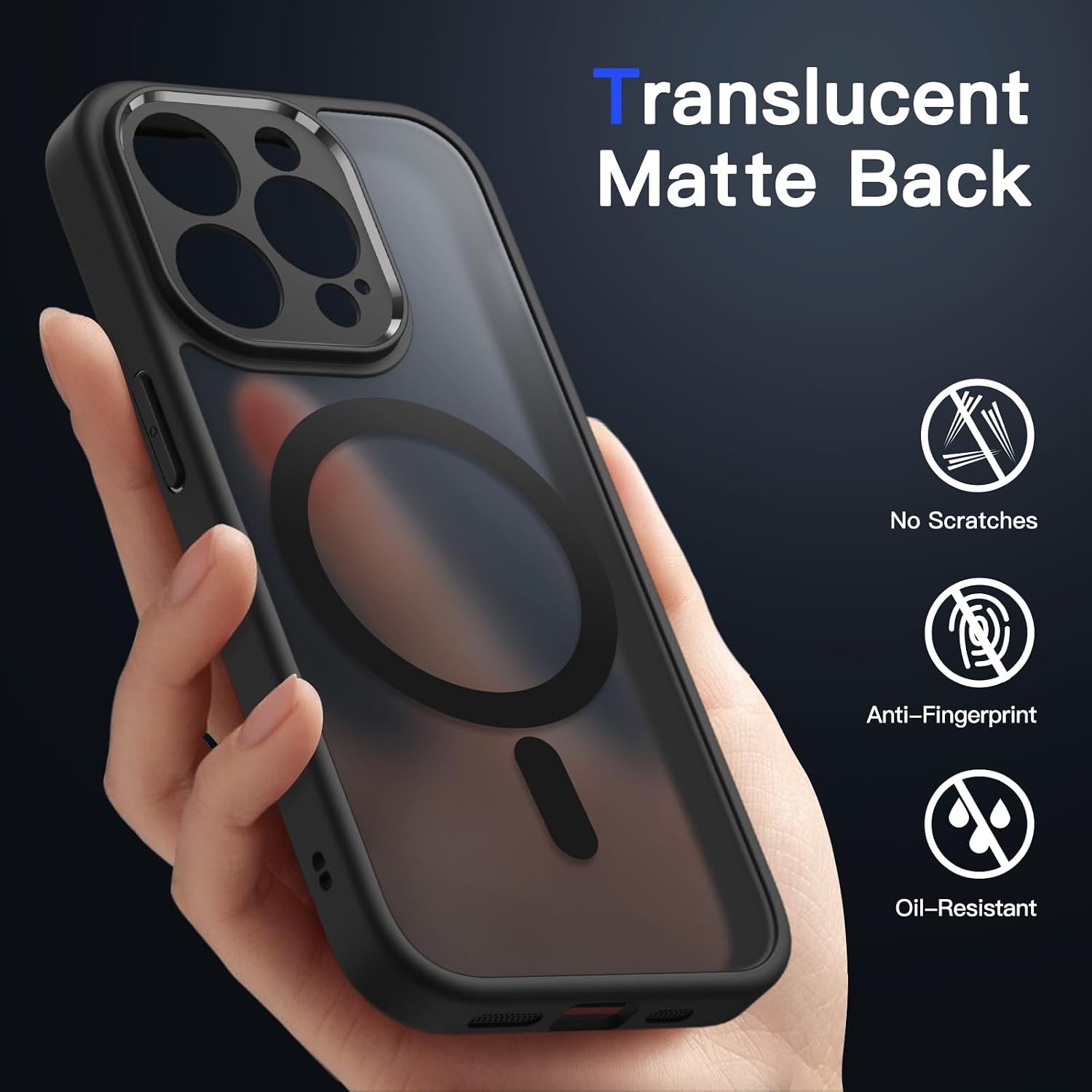 Thumbnail 3 de JETech magnetiskt skal för iPhone 13 Pro, svart med matt baksida och MagSafe