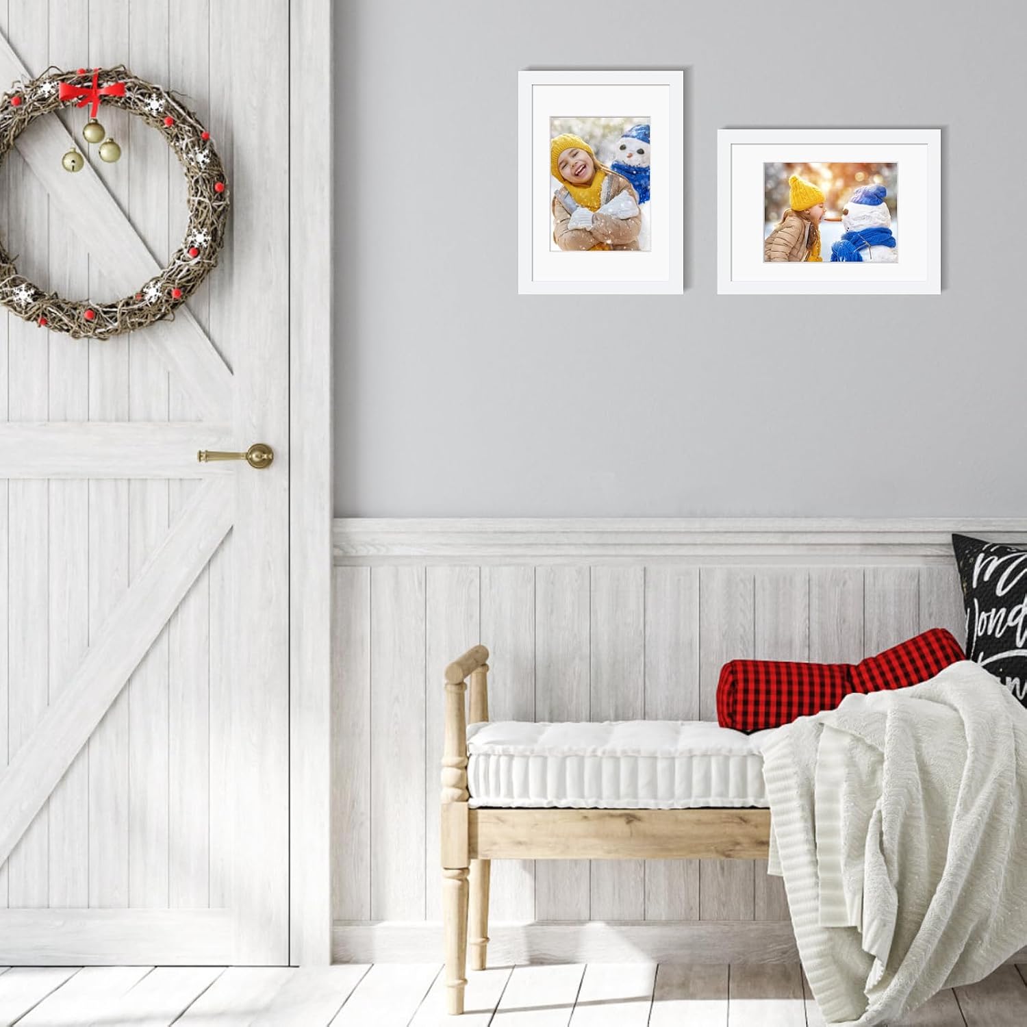 Detalle 2 de EGOFINE A4 White Solid Wood Frames Set of 4 with A5 Mat and Plexiglass