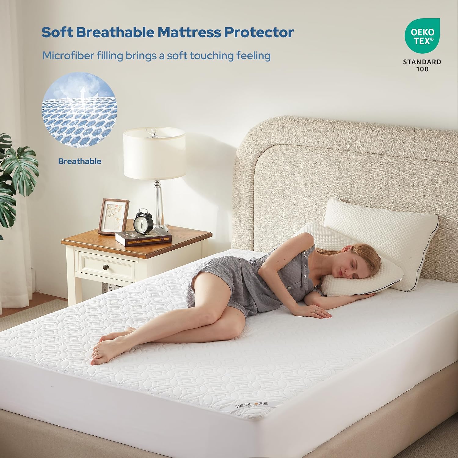Detalle de Double waterproof mattress protector 40cm