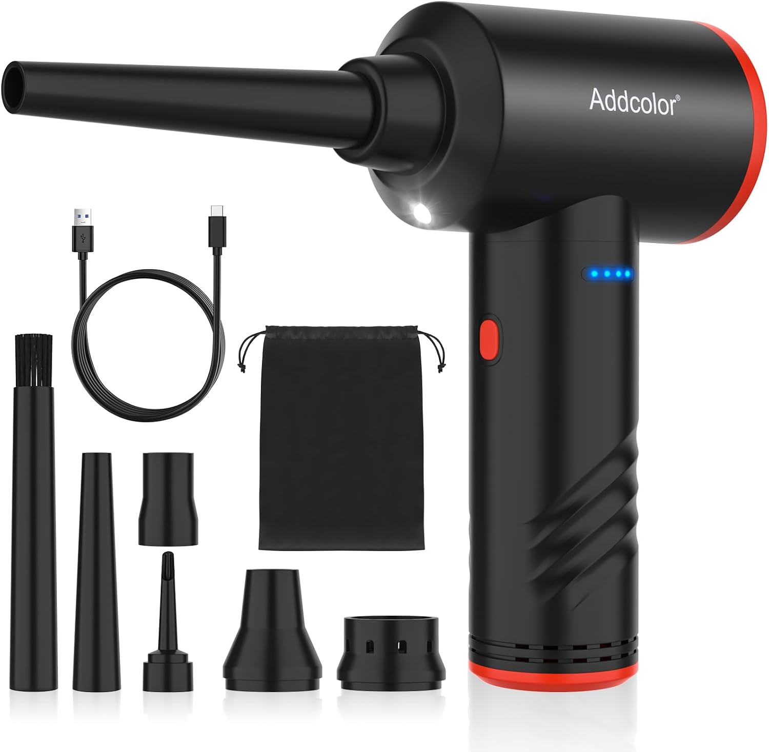 ADD COLOR Souffleur Air Comprimé AD-38: Dépoussiérant sans fil 3 vitesses, LED et batterie 6000 mAh