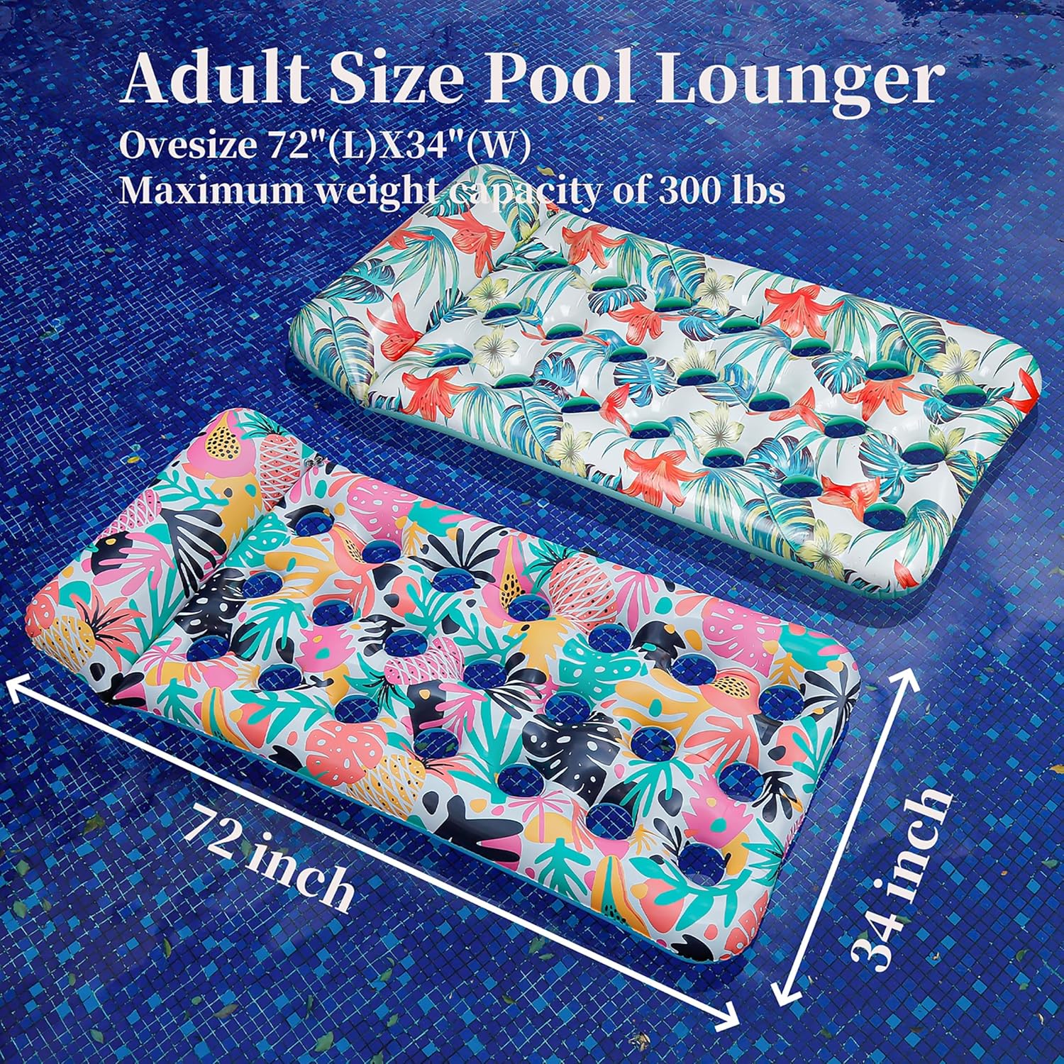 Detalle de IRUIRUI 2 Pack Oversized Pool Floats for Adults with Headrest