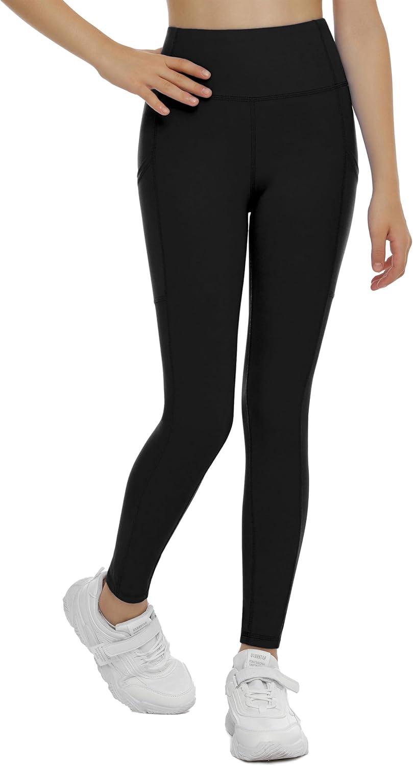 Detalle de THE GYM PEOPLE Girls’ High-Waisted Training Leggings with Stretch Fabric and Pockets