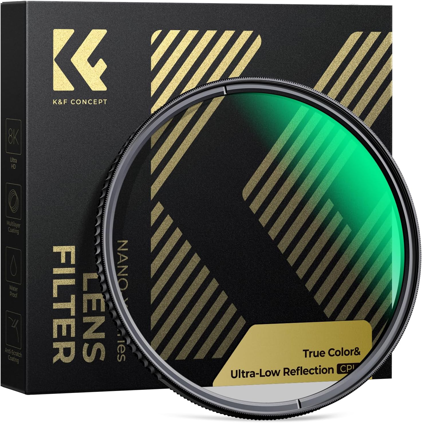 K&F CONCEPT 2‑in‑1 Filter 72mm True Color Polfilter + Ultra-niedrige Reflexion Polfilter (Nano-Xcel)