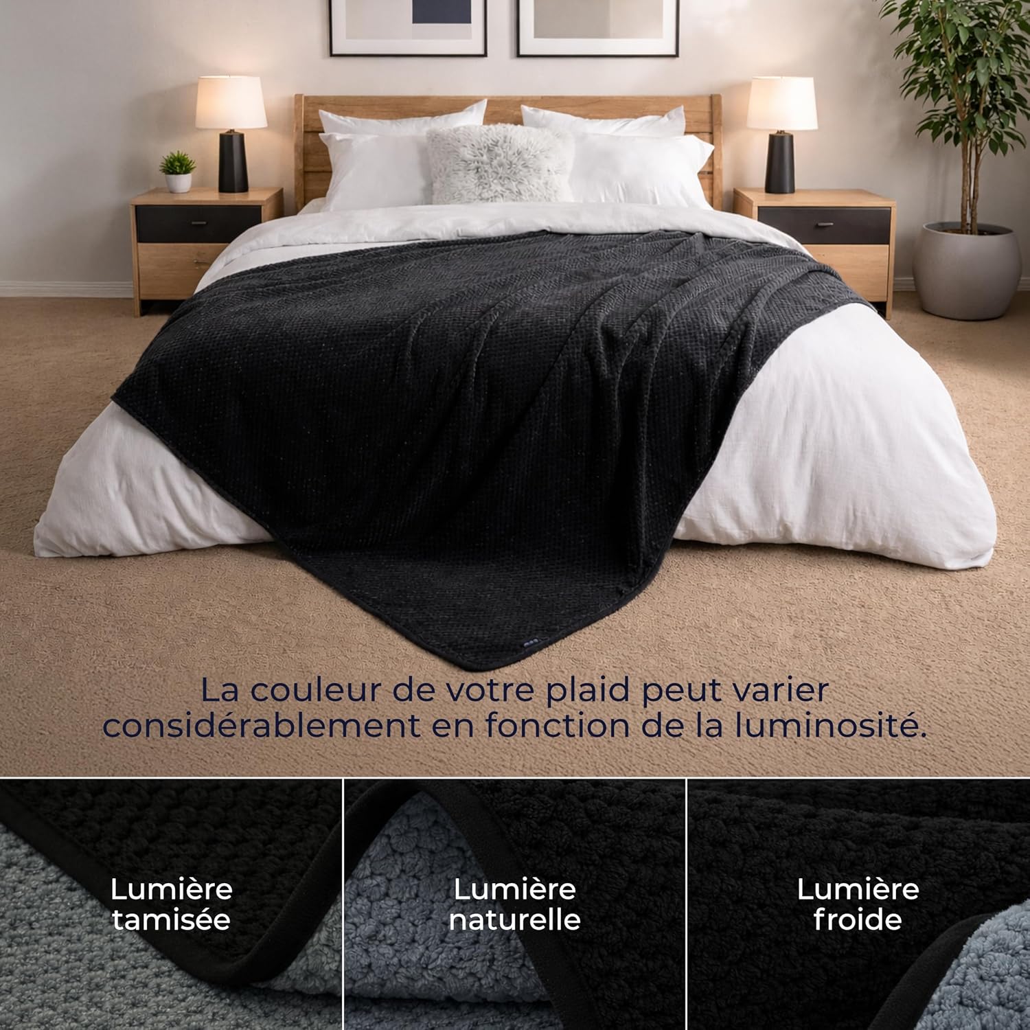 Thumbnail 3 de Dreamzie Couverture Imperméable 152x203 cm – Plaid polaire réversible pour lit et canapé