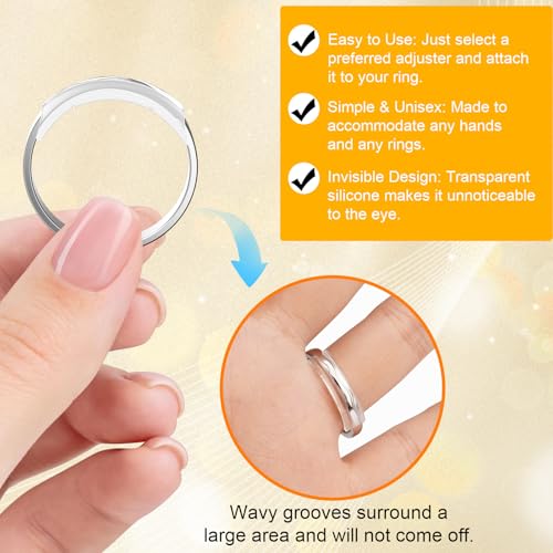 Detalle 2 de Coopache ajusteurs de bague invisibles, 14 pièces en silicone transparent