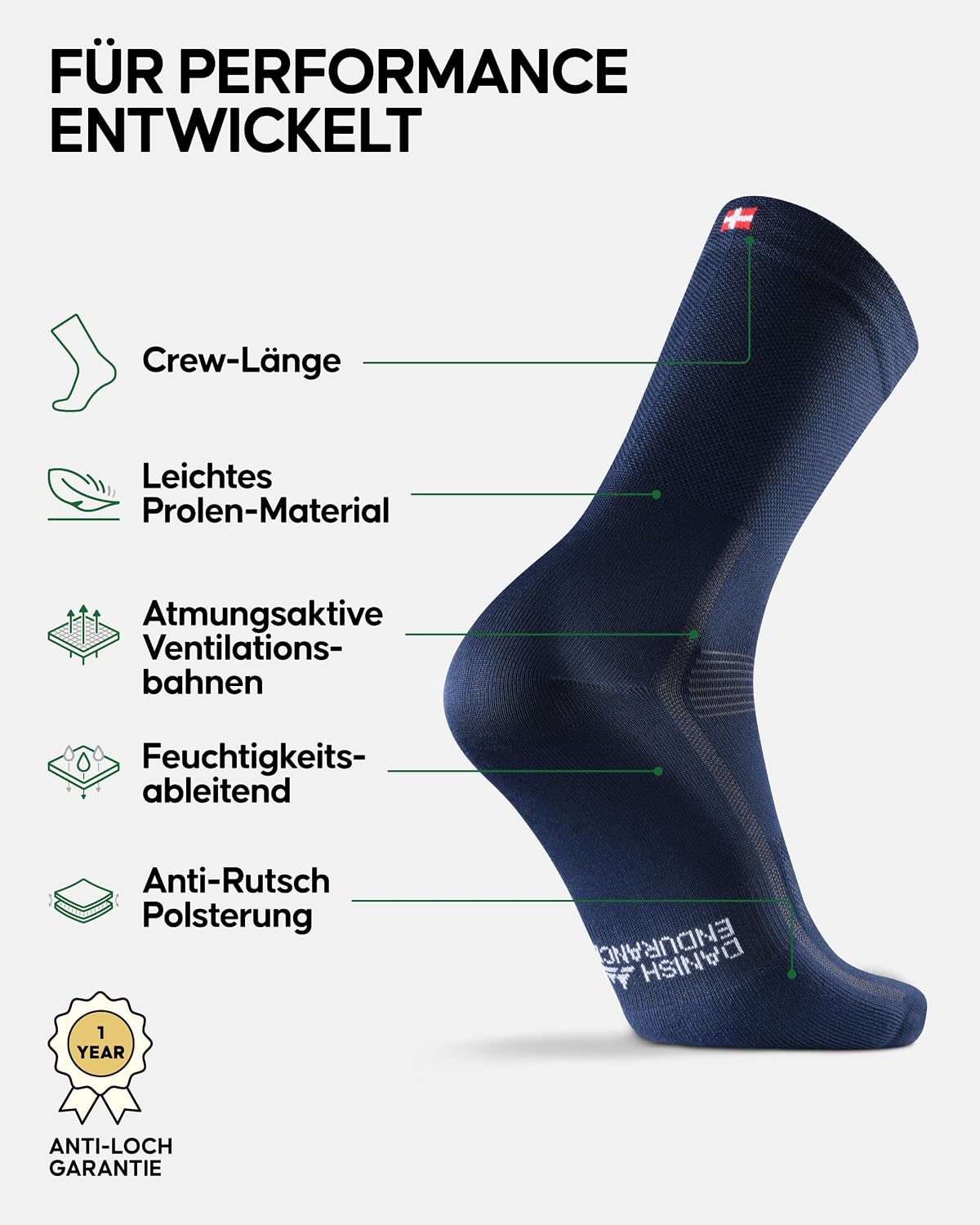Detalle 2 de DANISH ENDURANCE Wadenlange Fahrradsocken