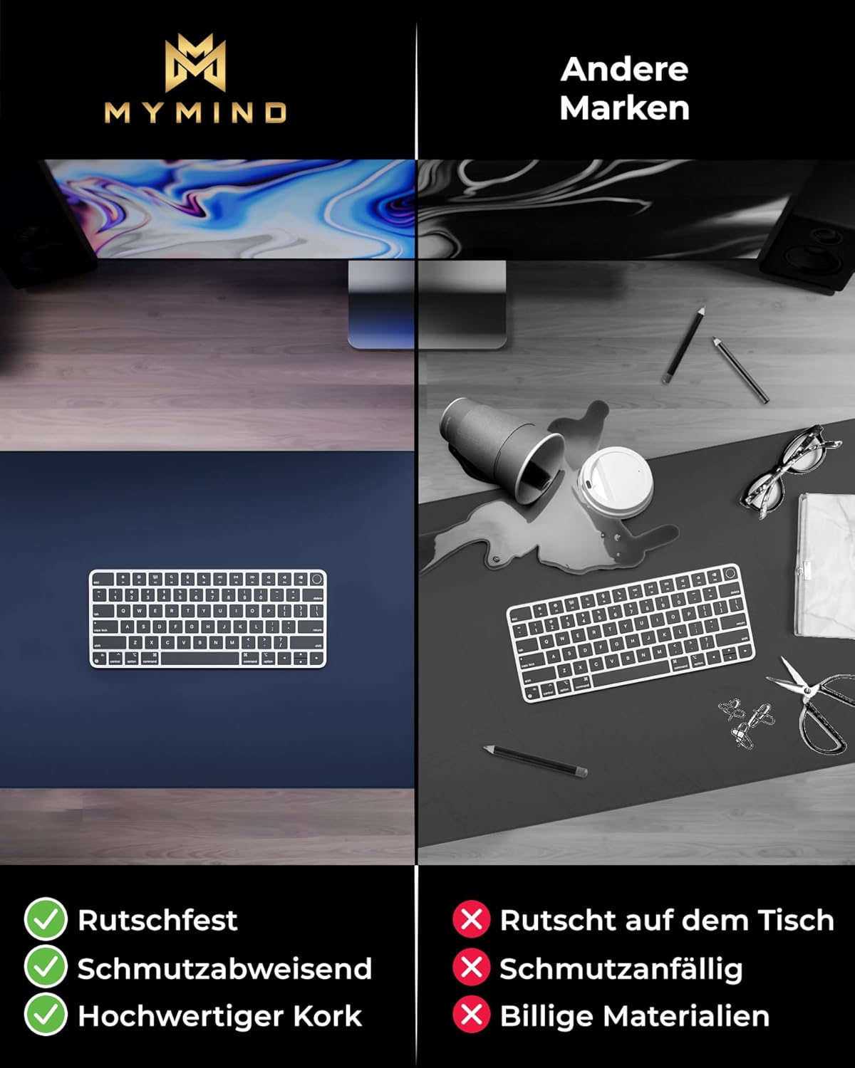 Thumbnail 5 de Schreibtischunterlage Leder 80x40 cm – extra dünn, rutschfest und belastbar im Alltag