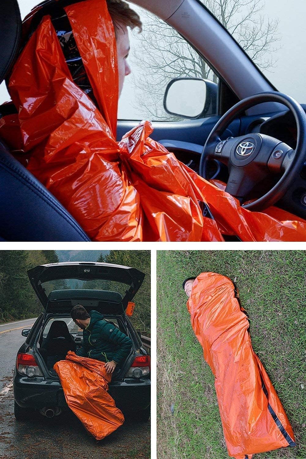 Detalle 2 de HONYAO Sacco a Pelo d'Emergenza: Coperta di Sopravvivenza Riutilizzabile per Outdoor, 2 pezzi