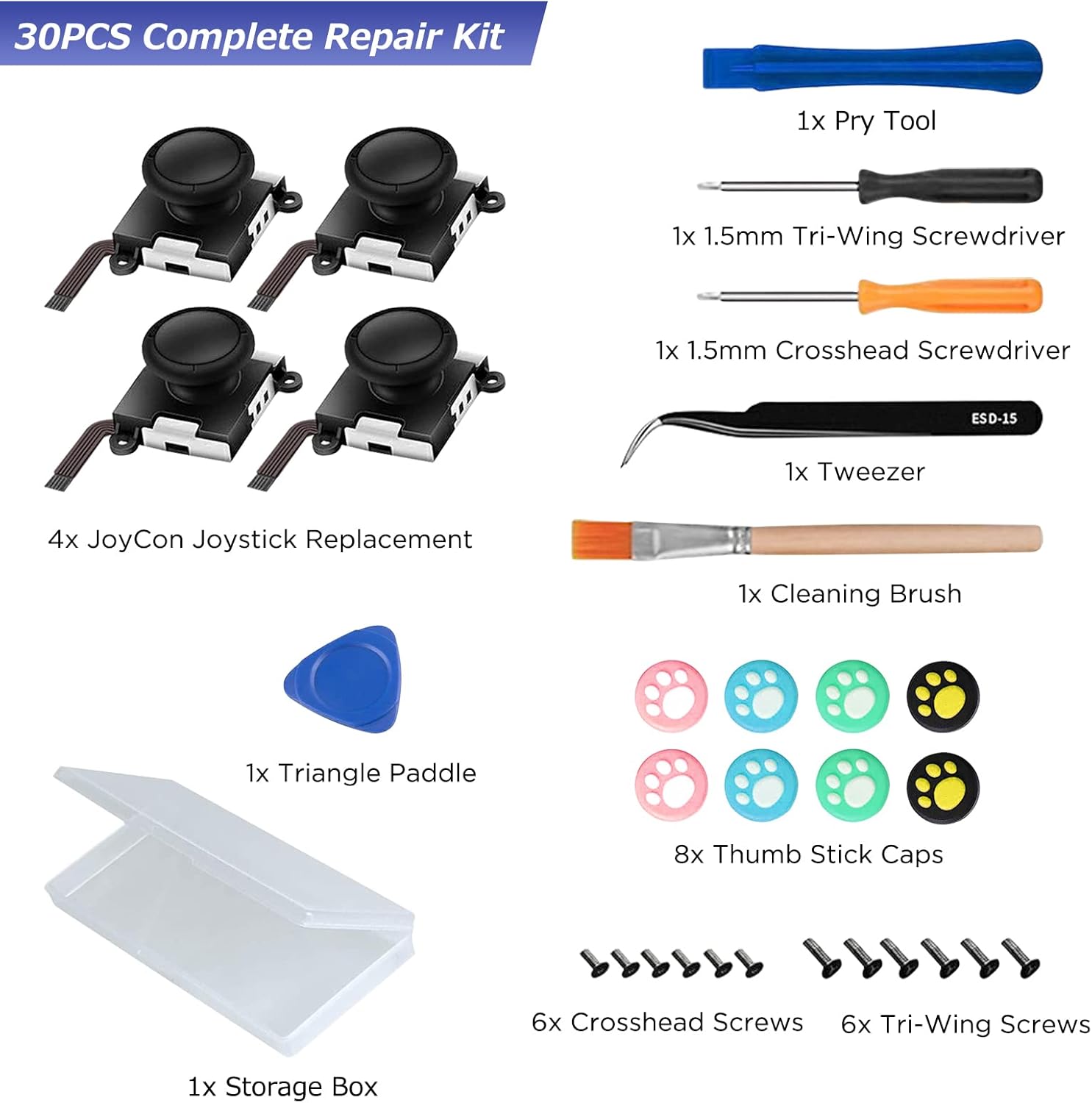 Thumbnail 5 de GeeRic Joycon Joystick Replacement 30PCS kit