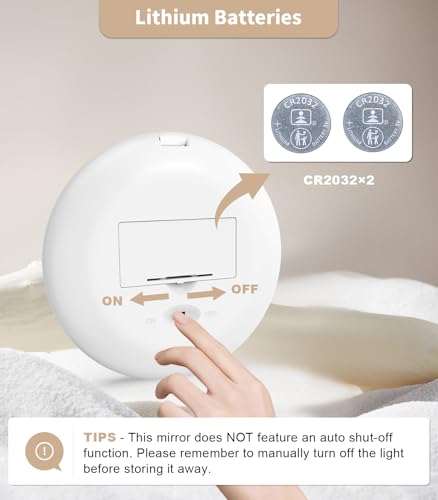 Detalle de WOBSION Compact Mirror with Light, 1x/10x Magnifying Pocket Mirrors