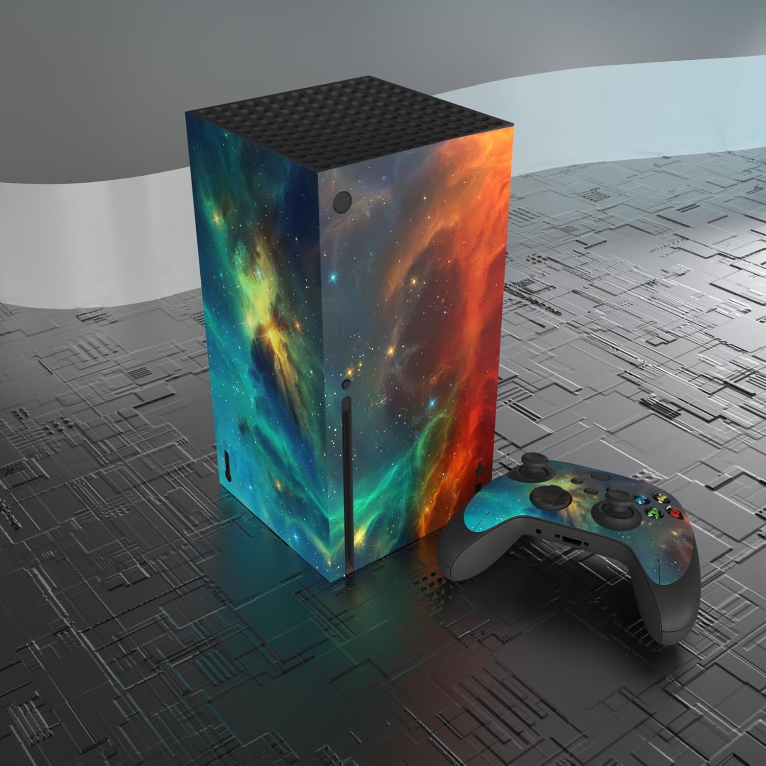 Thumbnail 3 de playvital Orange Star Universe vinyl skin for Xbox Series X