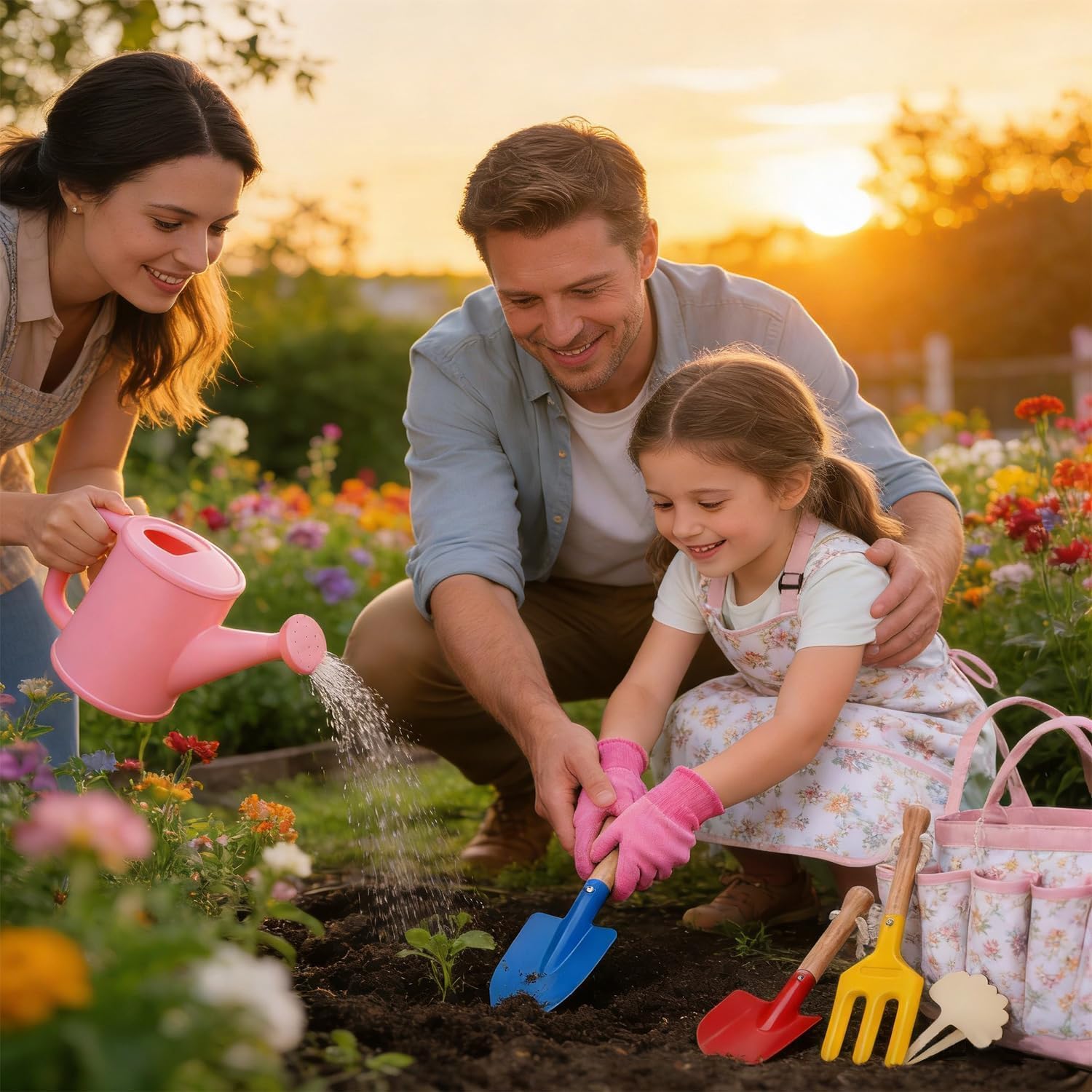Thumbnail 6 de Kids Gardening Tools Set Toddler Gardening Kit with Apron & Tote Bag, Shovel, Fork, Trowel and Gloves