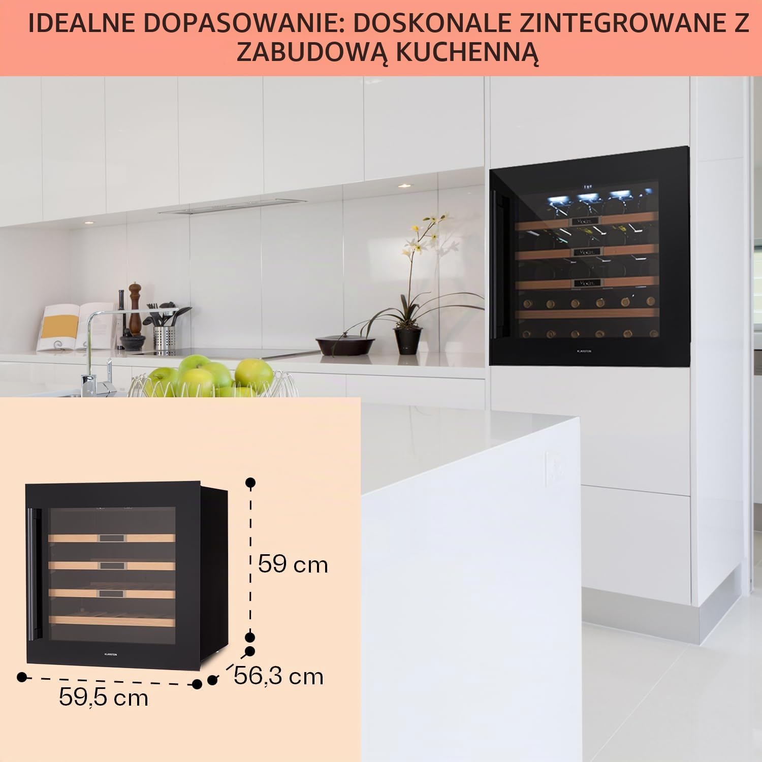Detalle de Klarstein TK15-Vinsider-36-uno – chłodziarka do wina do zabudowy, 92 l, 36 butelek