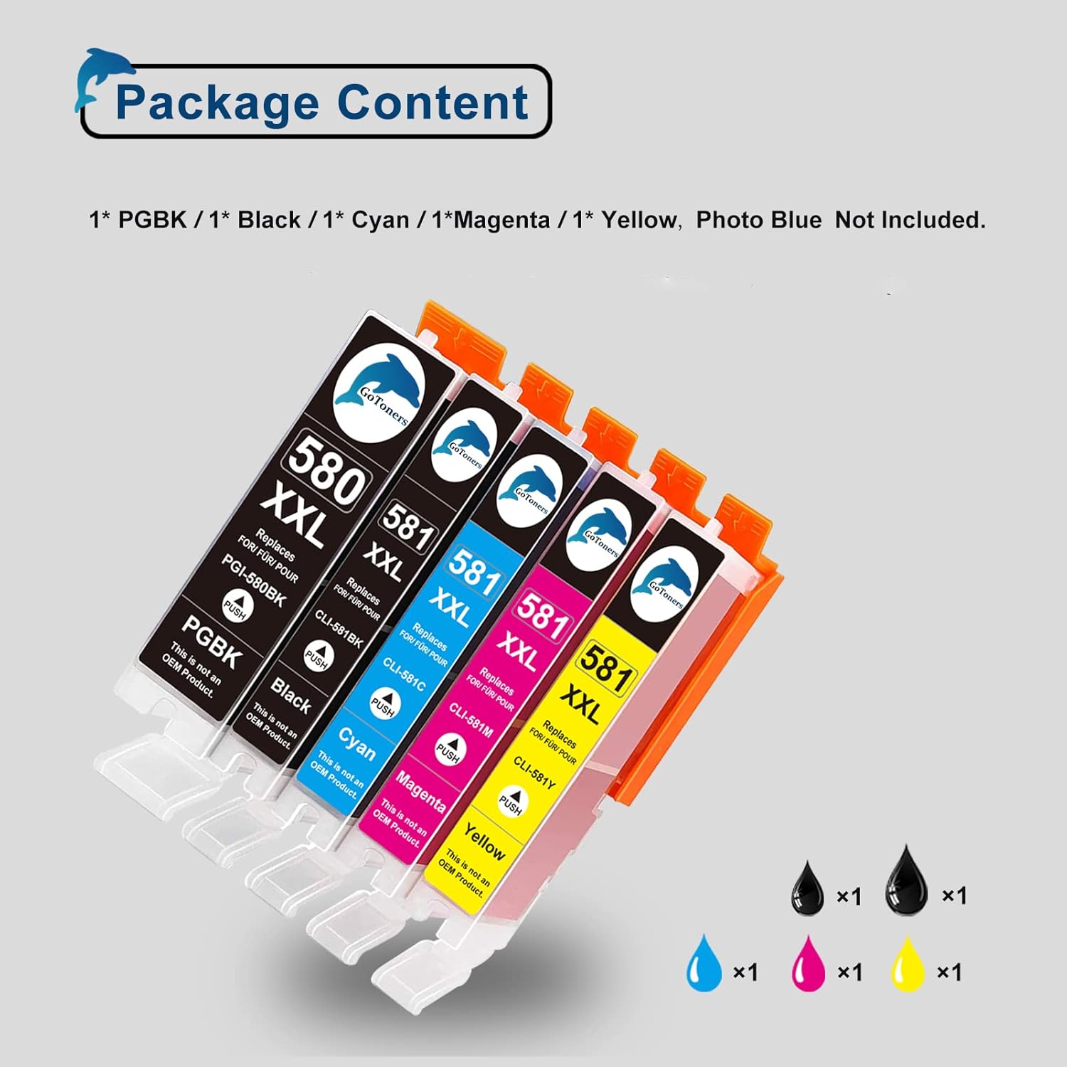 Thumbnail 1 de GoToners XXL Patronen kompatibel für Canon 580/581 – 5er-Pack 🖨