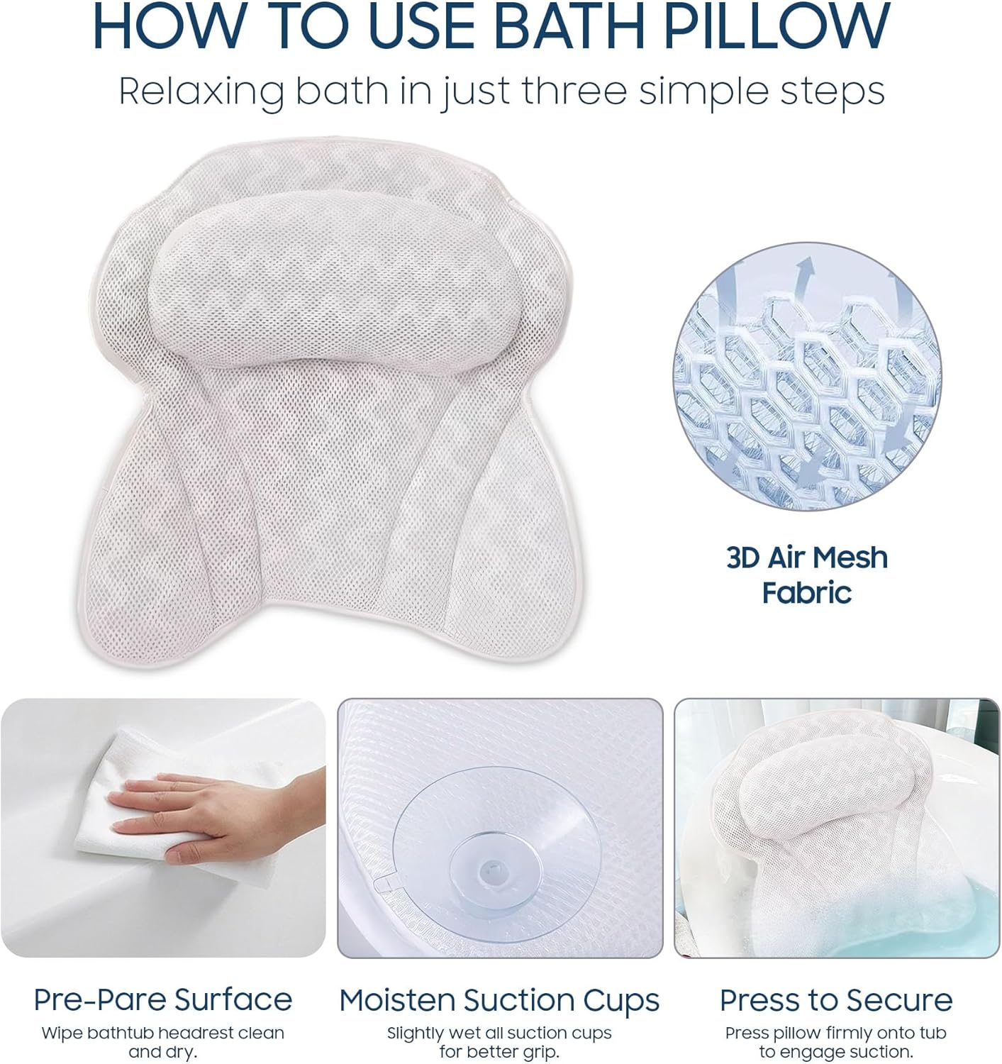 Thumbnail 5 de ADOV Luxury Bath Pillow 6 Suction Cups