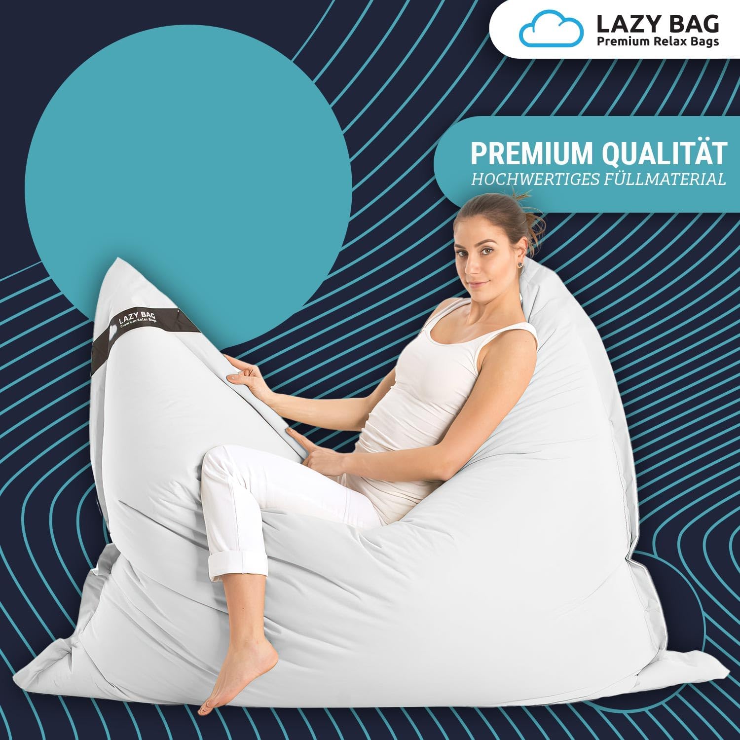 Thumbnail 1 de LAZY BAG Pouf géant classique XXL 140 x 180 cm – coussin d'assise 2 en 1 pour intérieur et extérieur