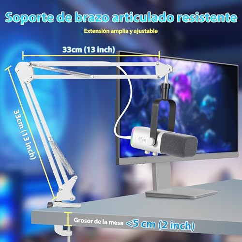 Thumbnail 6 de FIFINE XLR Streaming: Micrófono dinámico para podcast y streaming, USB/XLR, RGB, Blanco