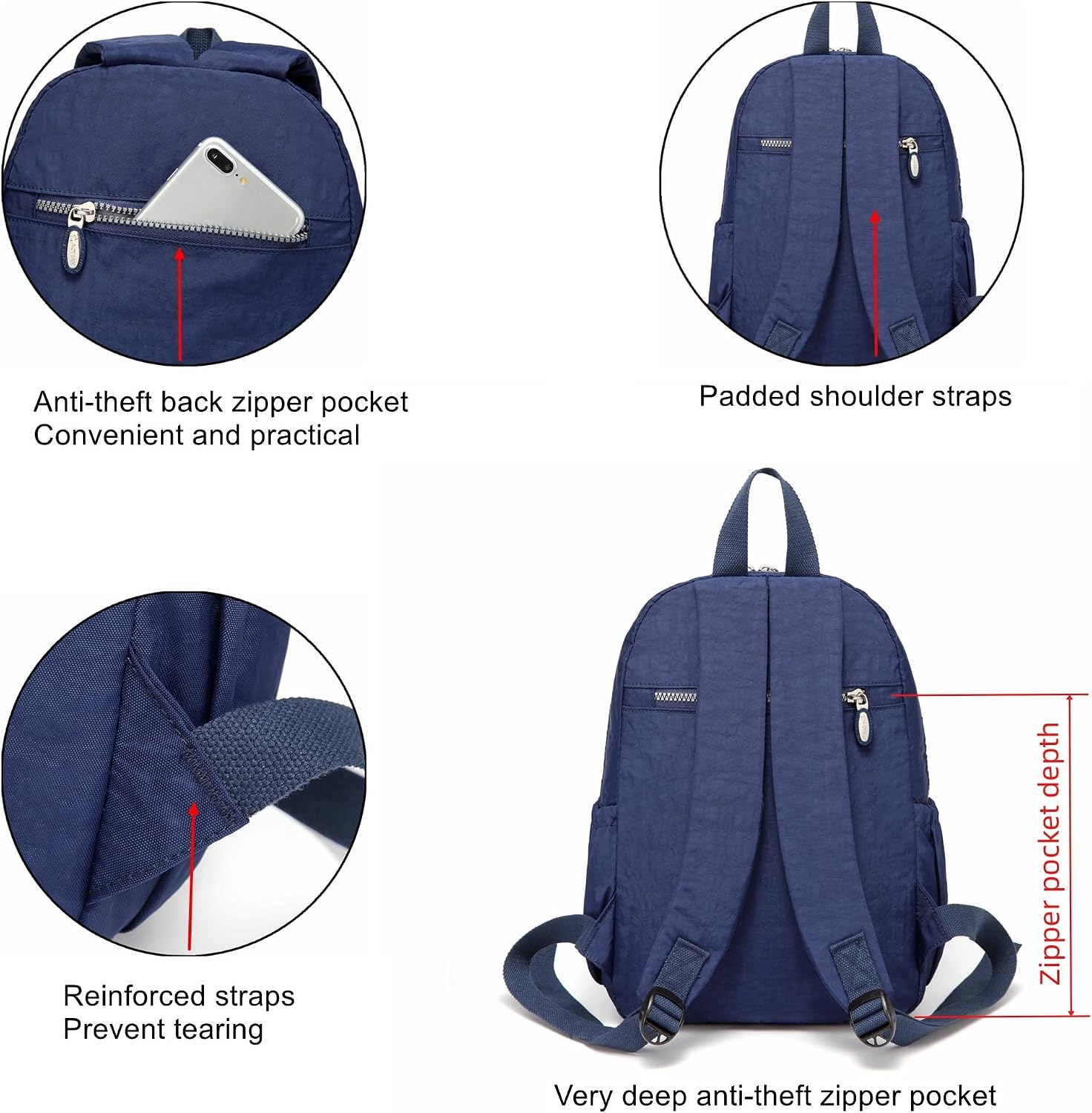 Thumbnail 6 de AOTIAN Women’s Lightweight Sturdy Nylon Handy Backpack (9 L) – Blue