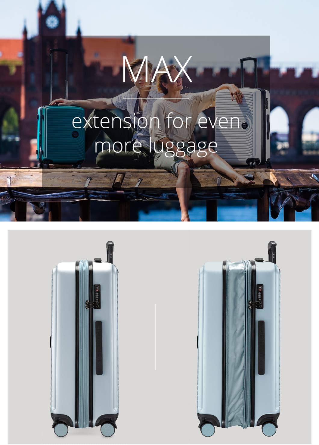 Detalle de Hauptstadtkoffer Mitte - Valigia Rigida Grande 130 L, espansione 8 cm, TSA, 4 ruote, Blu Piscina