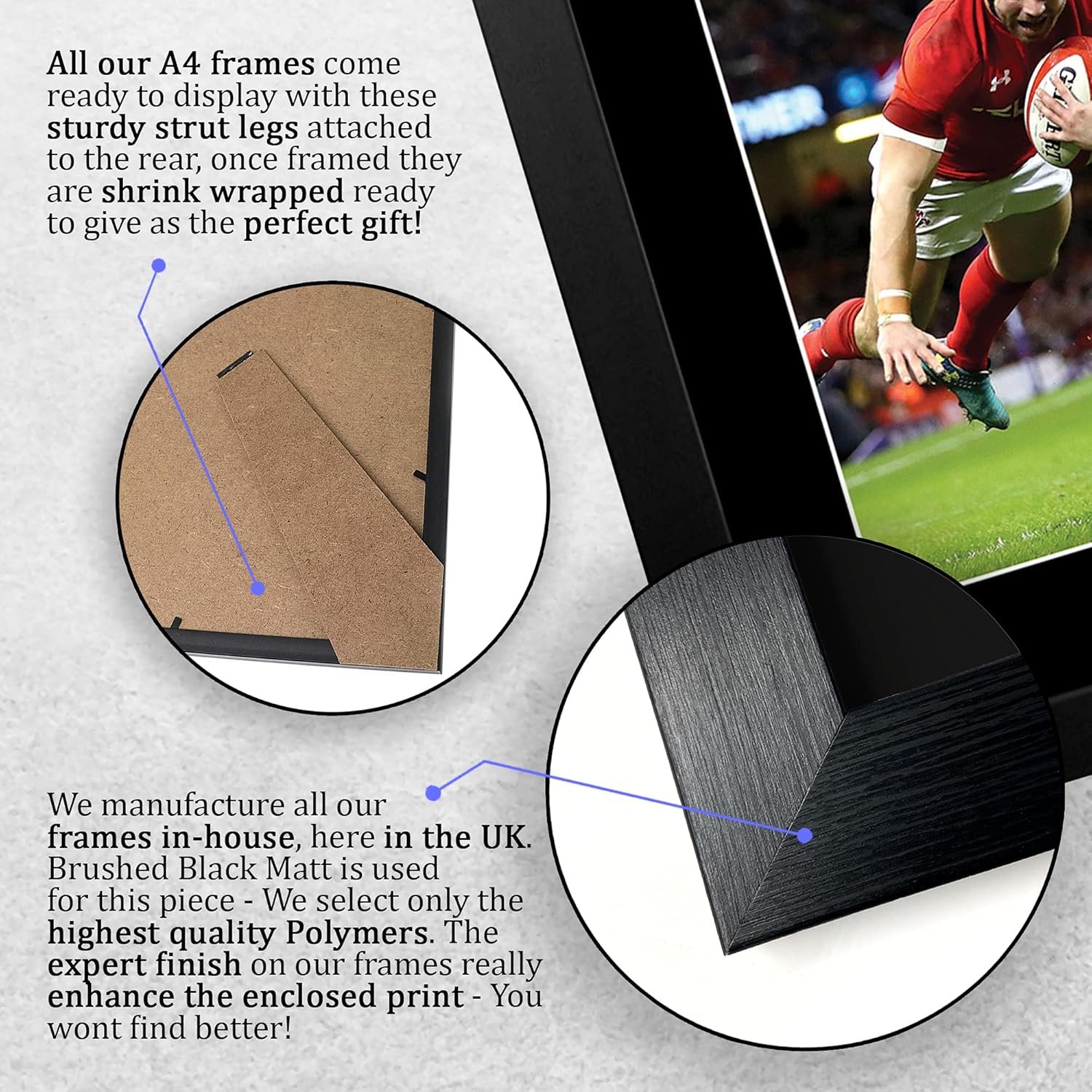 Thumbnail 6 de HWC Trading FR Leigh Halfpenny Wales A4 Framed Printed Autograph Photo for Rugby Union Fans