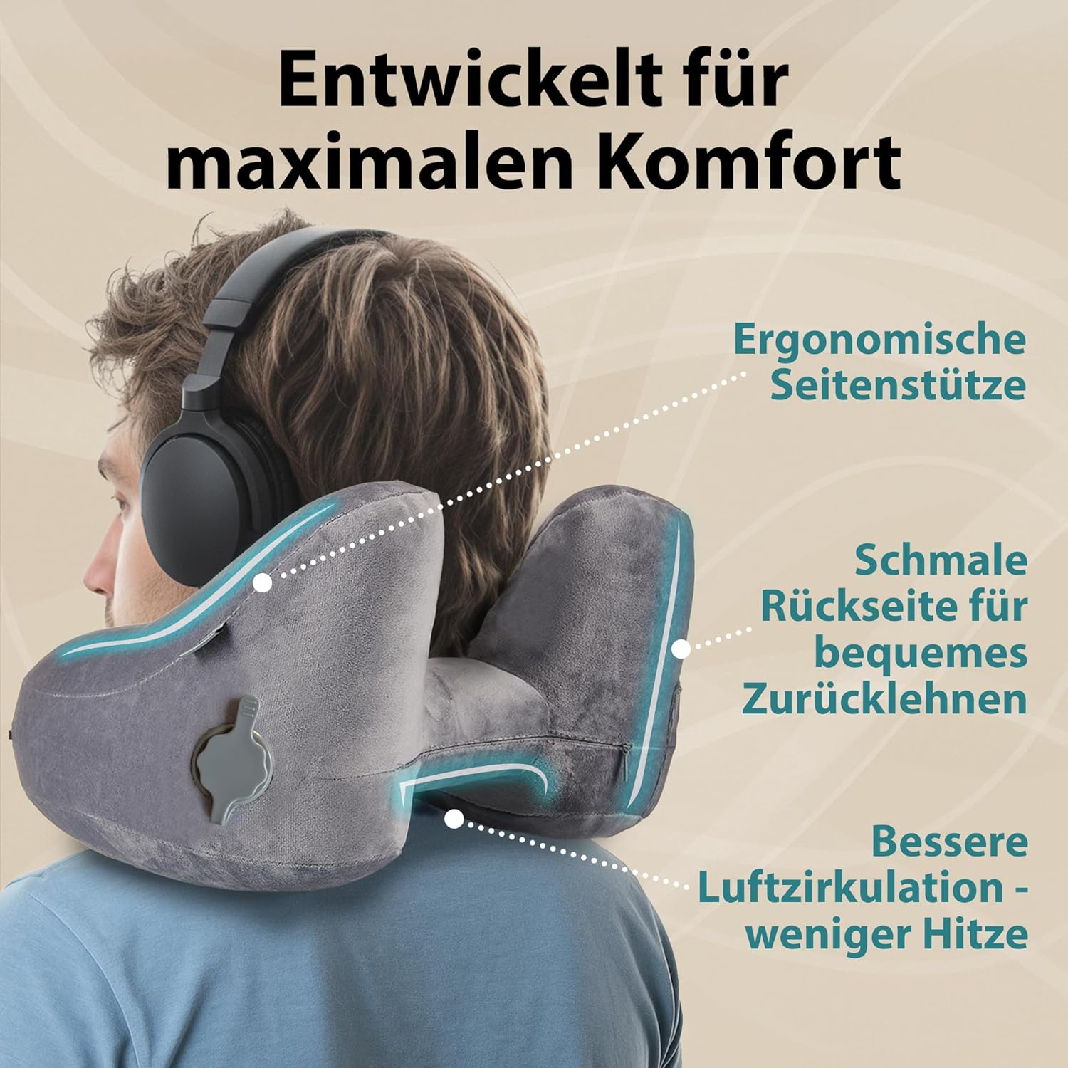 Detalle de FLOWZOOM Air Nackenkissen Größe M Reisekissen ✈
