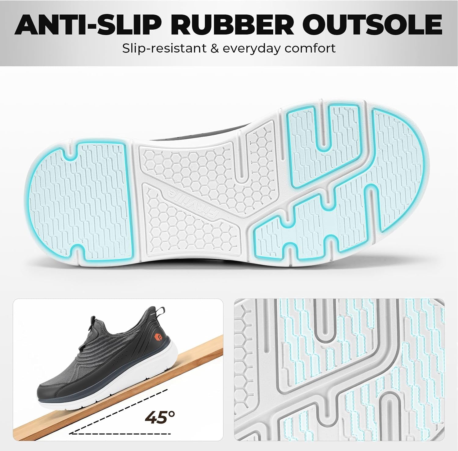 Thumbnail 6 de FitVille Extra Larges : chaussures de marche pour homme sans lacets, slip-on confortables et respirantes