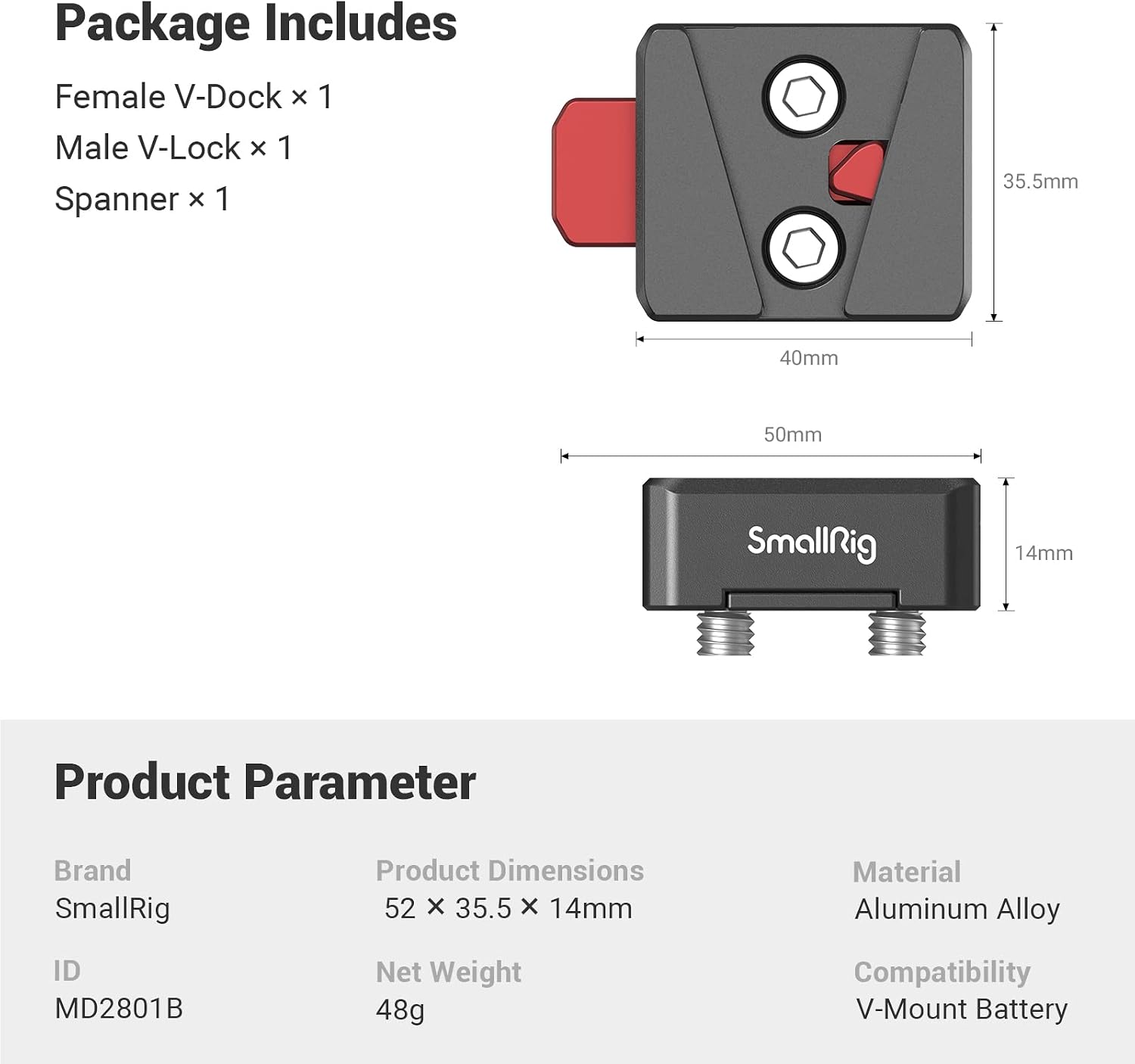 Thumbnail 6 de SMALLRIG 2801B kit V-Lock 48 g