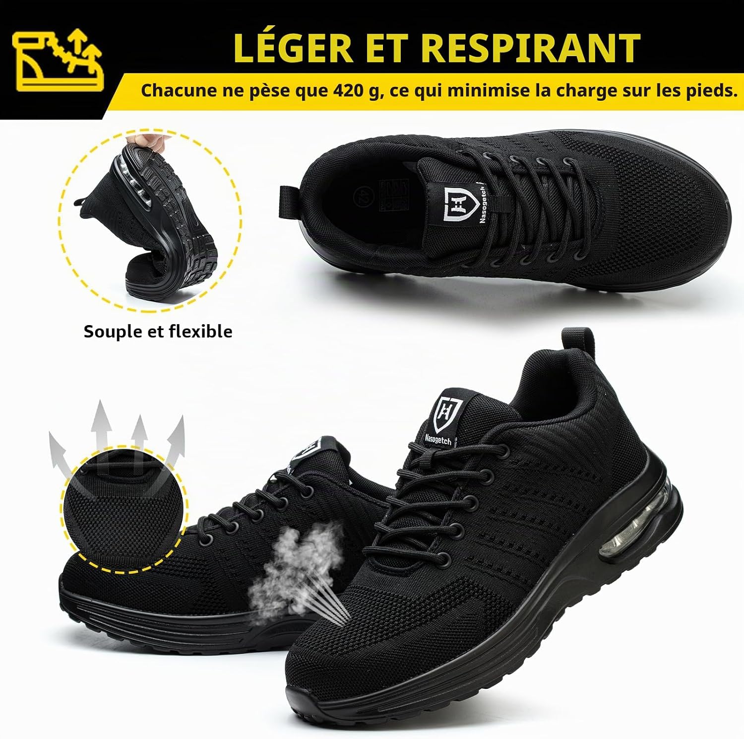 Thumbnail 2 de Baofular Chaussures de Sécurité – Hommes & Femmes, Légères, Respirantes et Antidérapantes