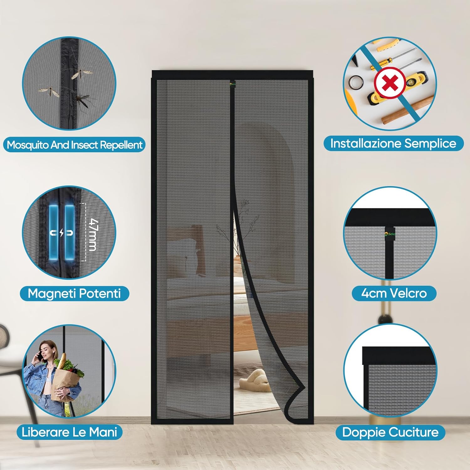 Thumbnail 2 de Sekey Zanzariera magnetica porta Ritagliabile 150x210