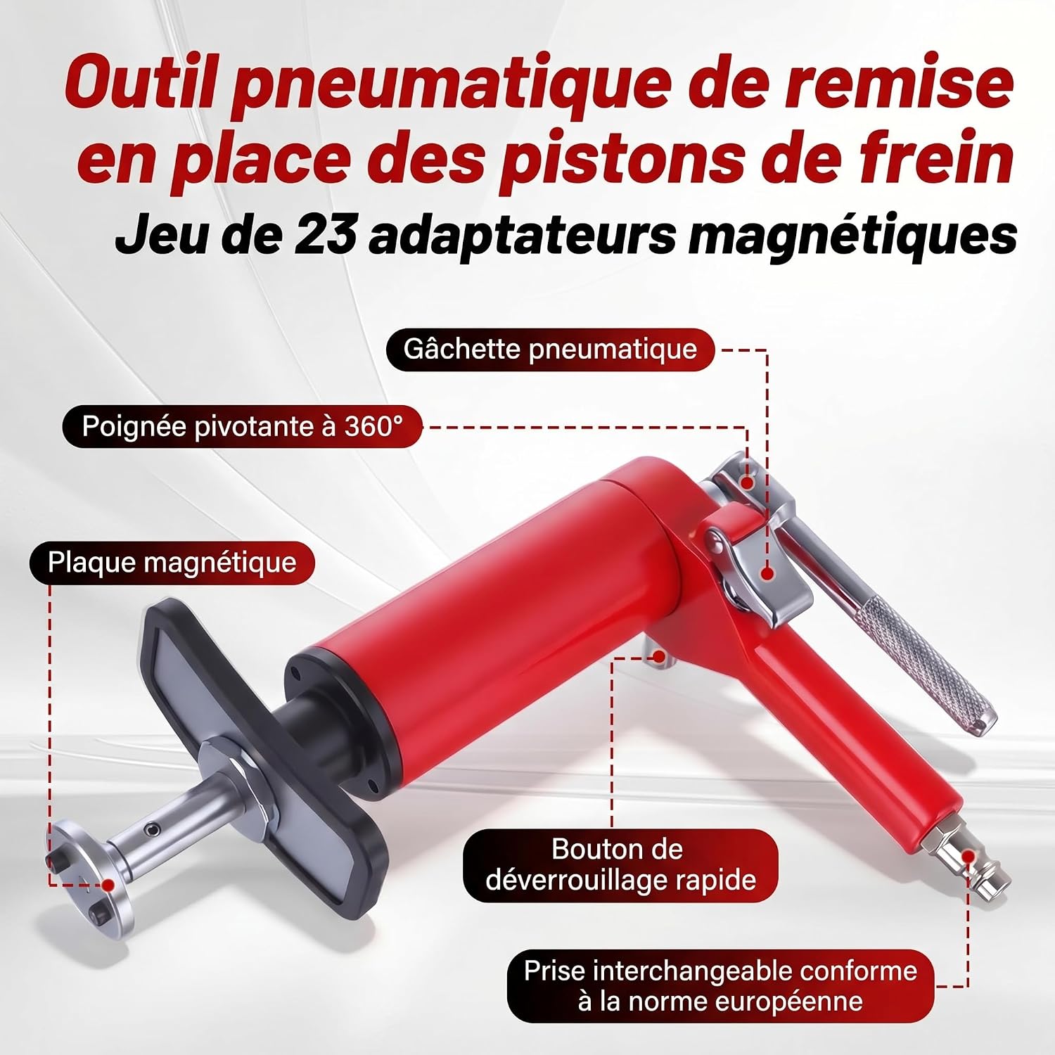 Detalle 2 de BILITOOLS Outil de compression pour étrier de frein pneumatique – lot 24 pièces