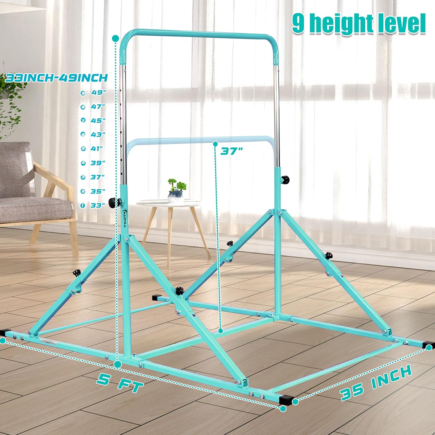 Thumbnail 4 de MARFULA Foldable Gymnastic Bar, 9 Height Levels ⚙