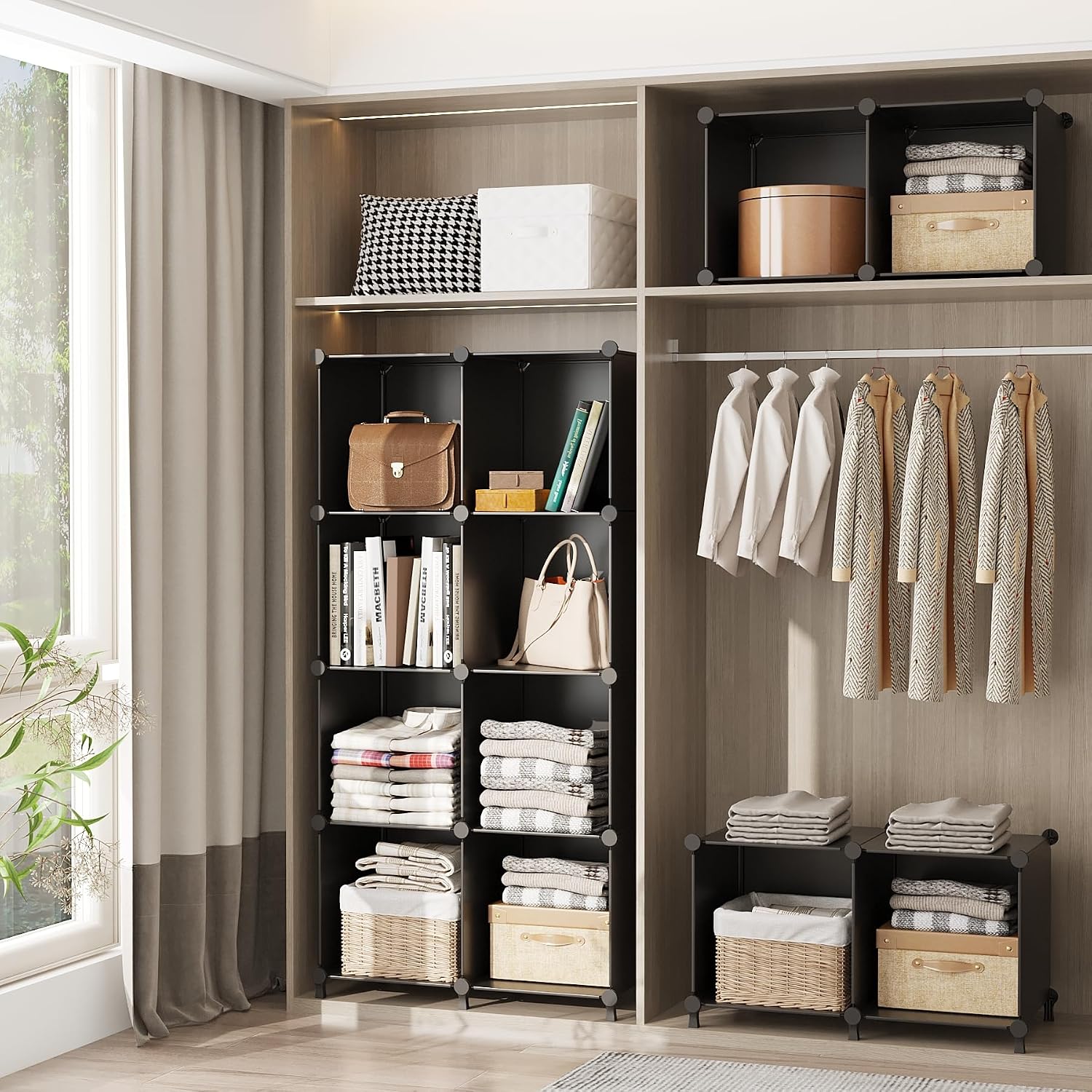 Thumbnail 4 de AWTATOS ULPZ002 6-Cube Storage Organizer, Black Plastic Stackable Shelves