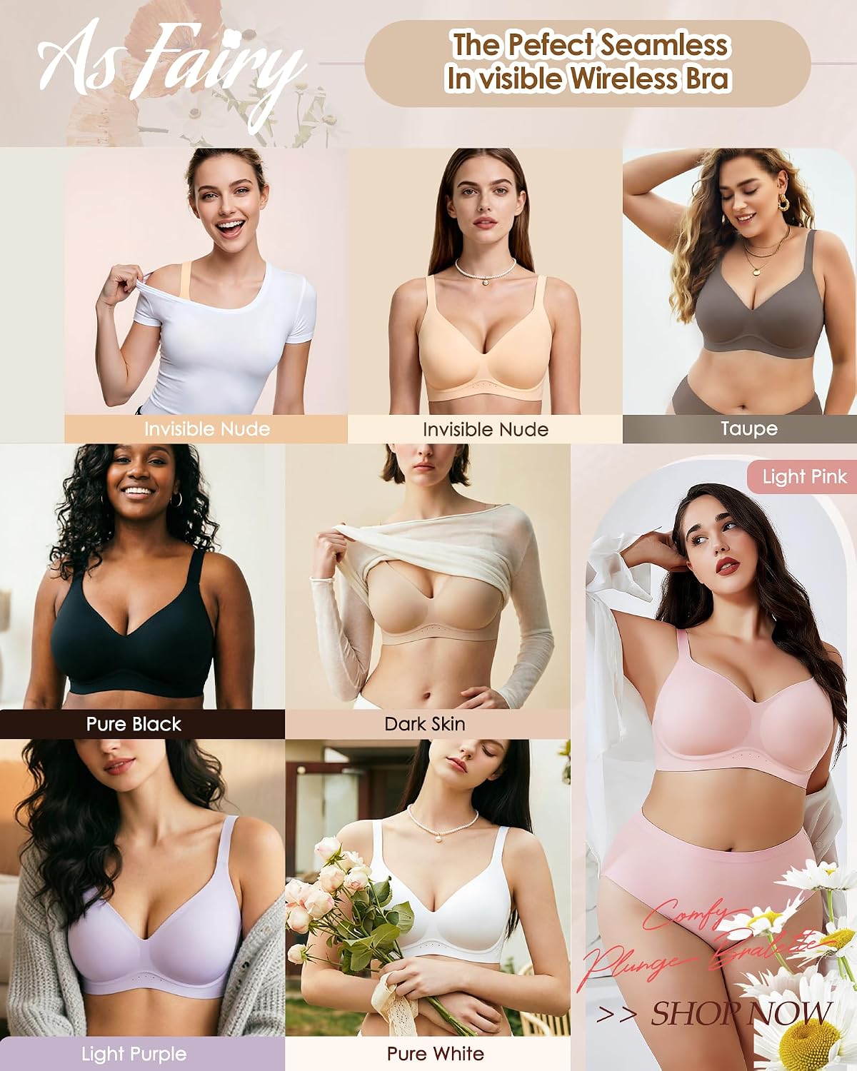 Detalle de As Fairy Wireless Jelly No Underwire Full Coverage Airholes Bra