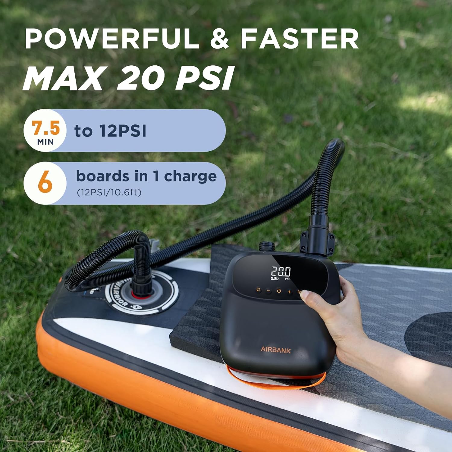Thumbnail 1 de AIRBANK Puffer Pro 20 PSI Electric SUP Pump – Portable Dual-Stage, 5200mAh Battery