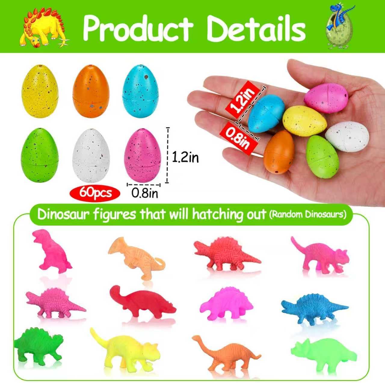 Detalle 2 de Thremhoo 60PCS Small Hatching Dinosaur Eggs Set for Party Favors