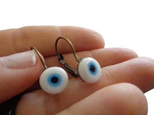 Detalle de Orecchini Evil Eye in bronzo con cabochon e perla - Asai Bolivien Ethno Tribal